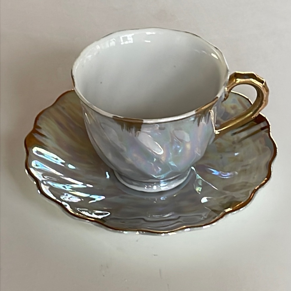 VTG Iridescent Blue Demitasse Cup & Saucer